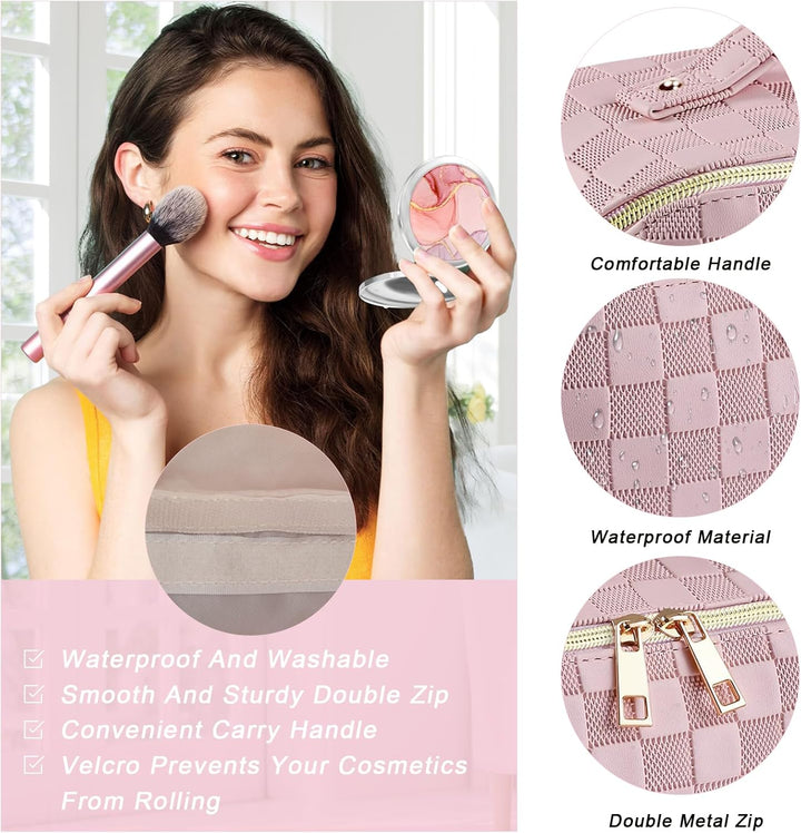 Reise Kosmetiktasche Damen mit Grossem,Tragbare Reise Make Up Tasche,Wasserdichter Schminktasche kul