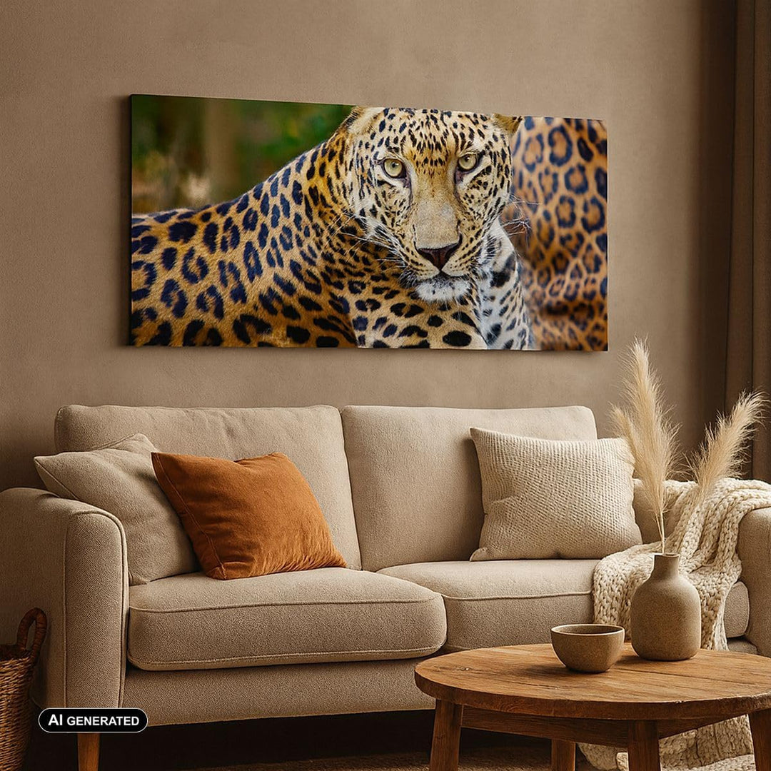 ARTTOR Wandbilder Dekoration Wohnzimmer Leopardpanther Katze Tier Savanne Bilder auf Leinwand 120x50