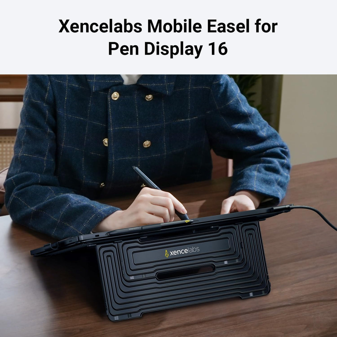 XENCELABS Mobile Easel Standfuss für Pen Display 16, Verstellbarer Zusammenklappbarer Ständer mit Zw