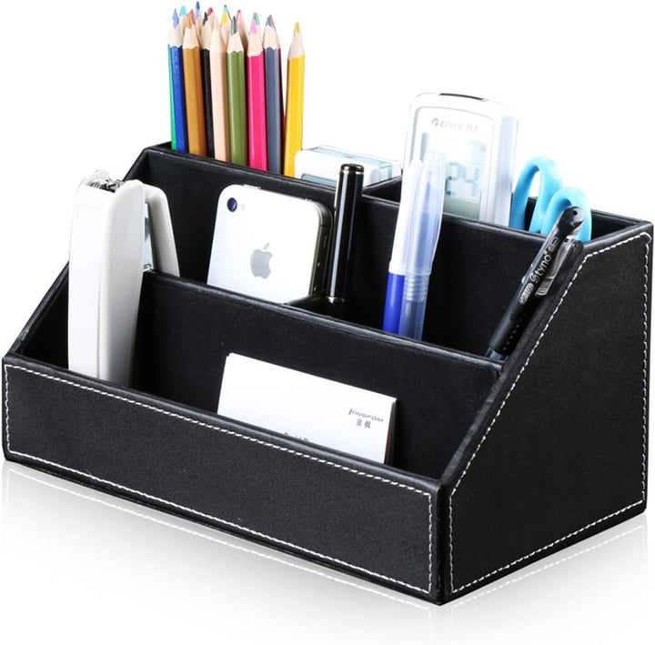 KINGFOM 4pcs Leder büro Schreibtisch Set - Inklusive Schreibtisch Organisator, Kosmetiktücherbox, St