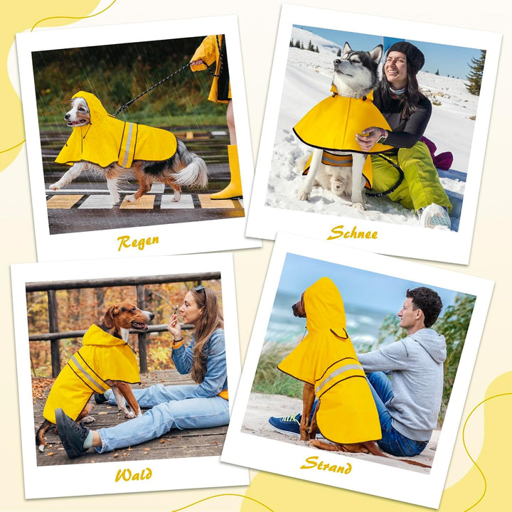Weesiber Regenmantel Hund - Reflektierender Hunderegenmantel Wasserdicht, Verstellbare Regenjacke Hu