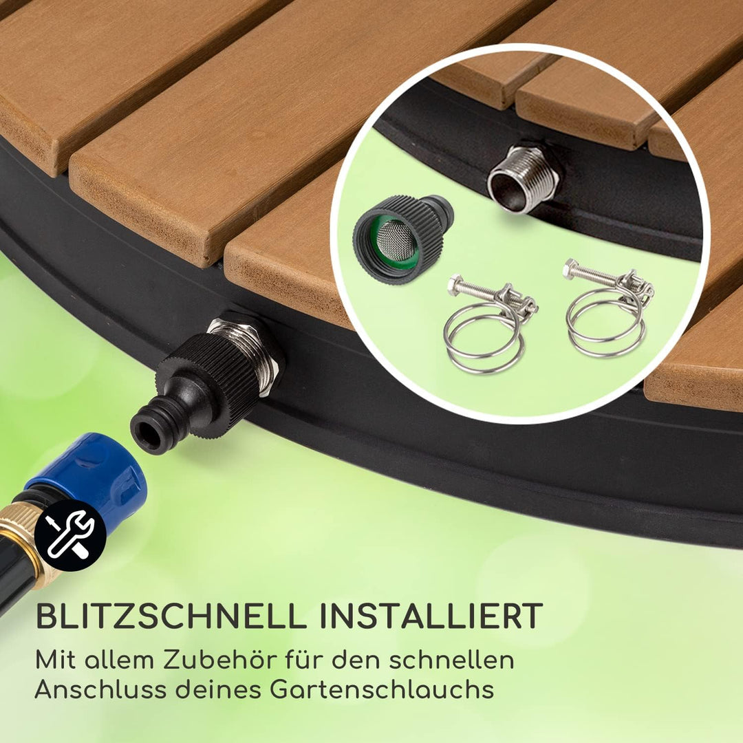 blumfeldt Cool Breeze - Gartendusche, Campingdusche, WPC, Aluminium, Holzoptik, Tragegriff, Gartendu