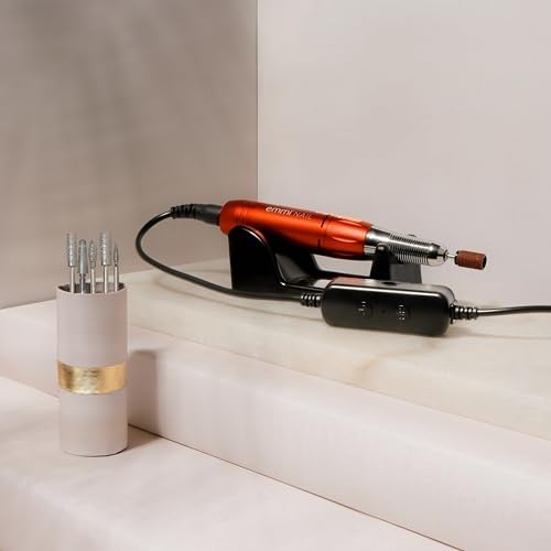 Emmi Nail Elektrischer Nagelfräser mit 6er Bit-Set – USB-Nagelfeile für Gelnägel &amp; Lack – Profi Fräs