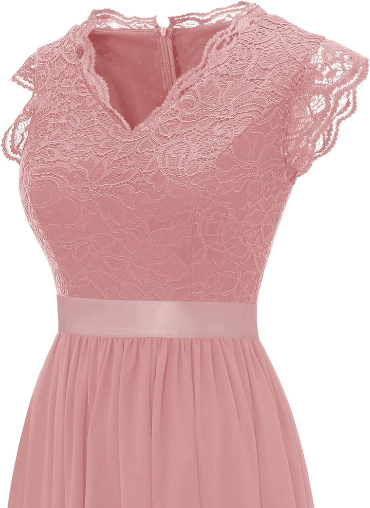 Dressystar Damen Ballkleid Maxi Lang Abendkleider Elegant für Hochzeit Spitzen Cocktailkeid L Band_b
