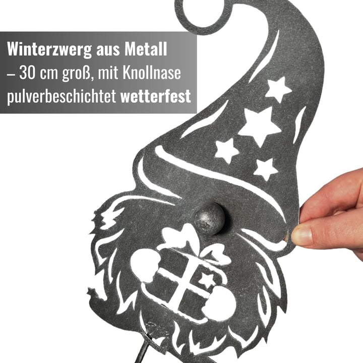 Terma Stahldesign Set Winterzwerg grau 120cm zweier Made in Germany Gartenstecker Outdoor rost deko