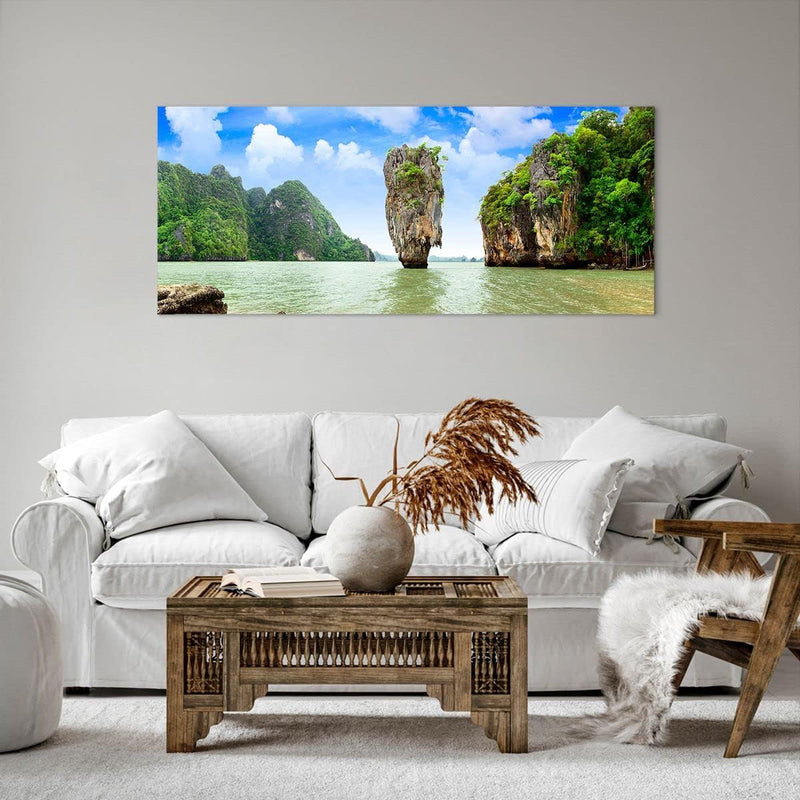 Wandbilder Dekoration Wohnzimmer Stein Strand Landschaft Panorama Bilder auf Leinwand 120x50cm Leinw