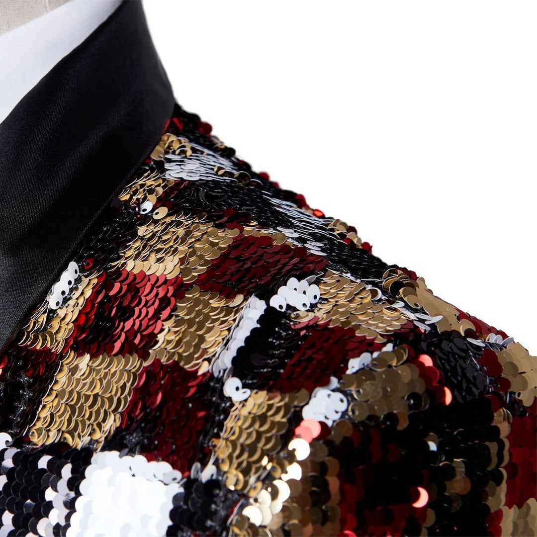 PYJTRL Herren-Blazer mit 2 Farben und glänzenden Pailletten XS Farbe, XS Farbe