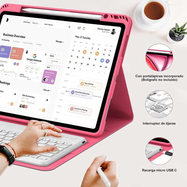 FOGARI Tastatur für iPad Air 13 M2/M3 2024/2025, Schutzhülle für iPad Air 13 2024/2025, mit Spanisch