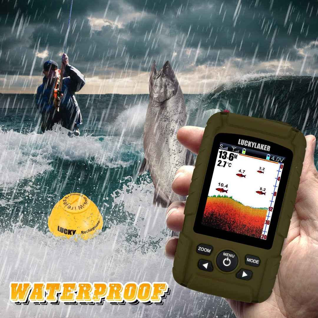 LUCKY Tragbarer Sonar Fischfinder Bootstiefe Fischen Fischfinder Wasserdichter Handheld Kabellos Ang