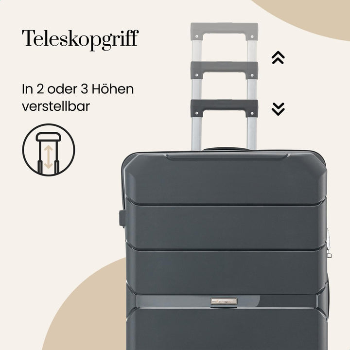 Urban Adventurer Kofferset 3-teilig 232L – Anthrazit – Hartschalenkoffer mit Zahlenschloss & 4 Rolle