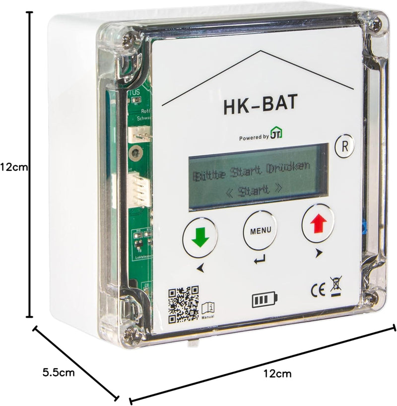 JOSTechnik Klappensteller für Hühnerklappen Batteriebetrieb HK-BAT + Steuerung für Anlocklicht