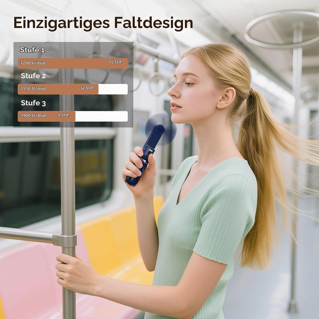 Morelax Handventilator, 3 IN 1 Mini Ventilator Tragbarer Akku Aufladbar | USB Ventilator mit Batteri