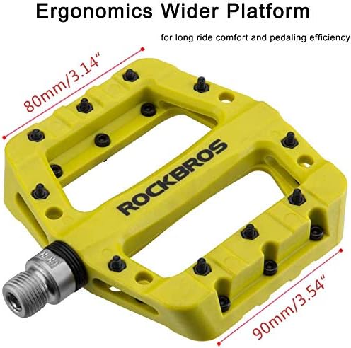 ROCKBROS Fahrradpedale Nylon Composite Flatpedale 9/16 MTB Pedale 3 Bearing rutschfest Wasserdicht A