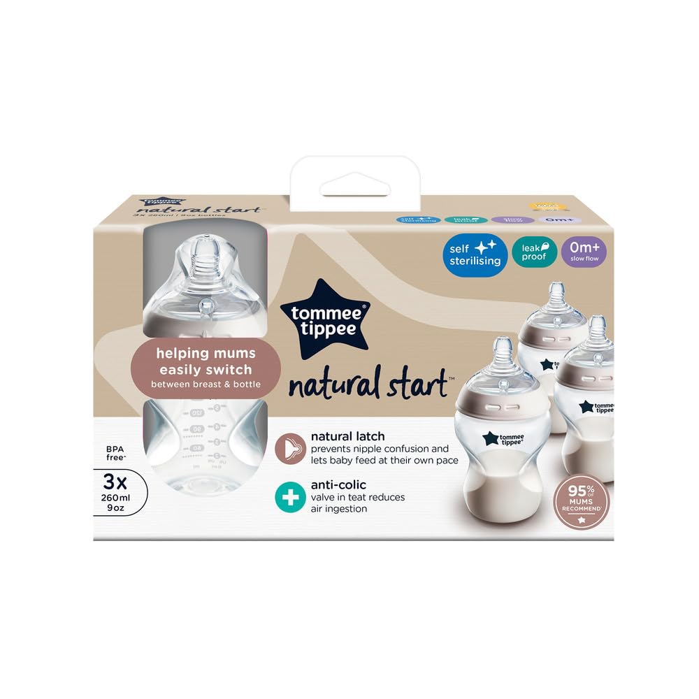 Tommee Tippee Closer to Nature Babyflaschen, Natürlich geformter Trinksauger mit Anti-Kolik-Ventil,