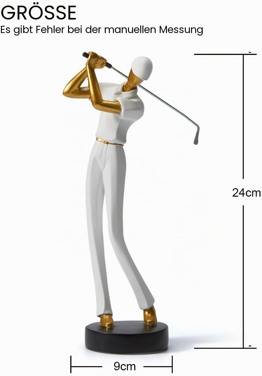 Amoy-Art Golfer Figuren Statue Modern Dekor Skulptur Wohnzimmer Kunst Golfspieler Arts Polyresin Wei