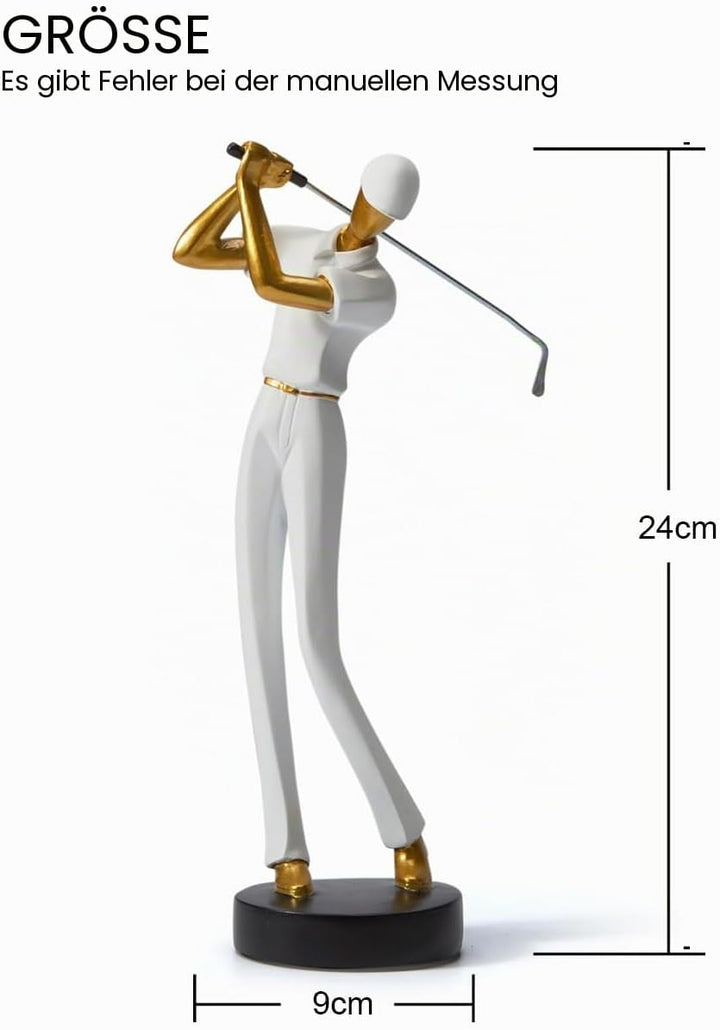Amoy-Art Golfer Figuren Statue Modern Dekor Skulptur Wohnzimmer Kunst Golfspieler Arts Polyresin Wei