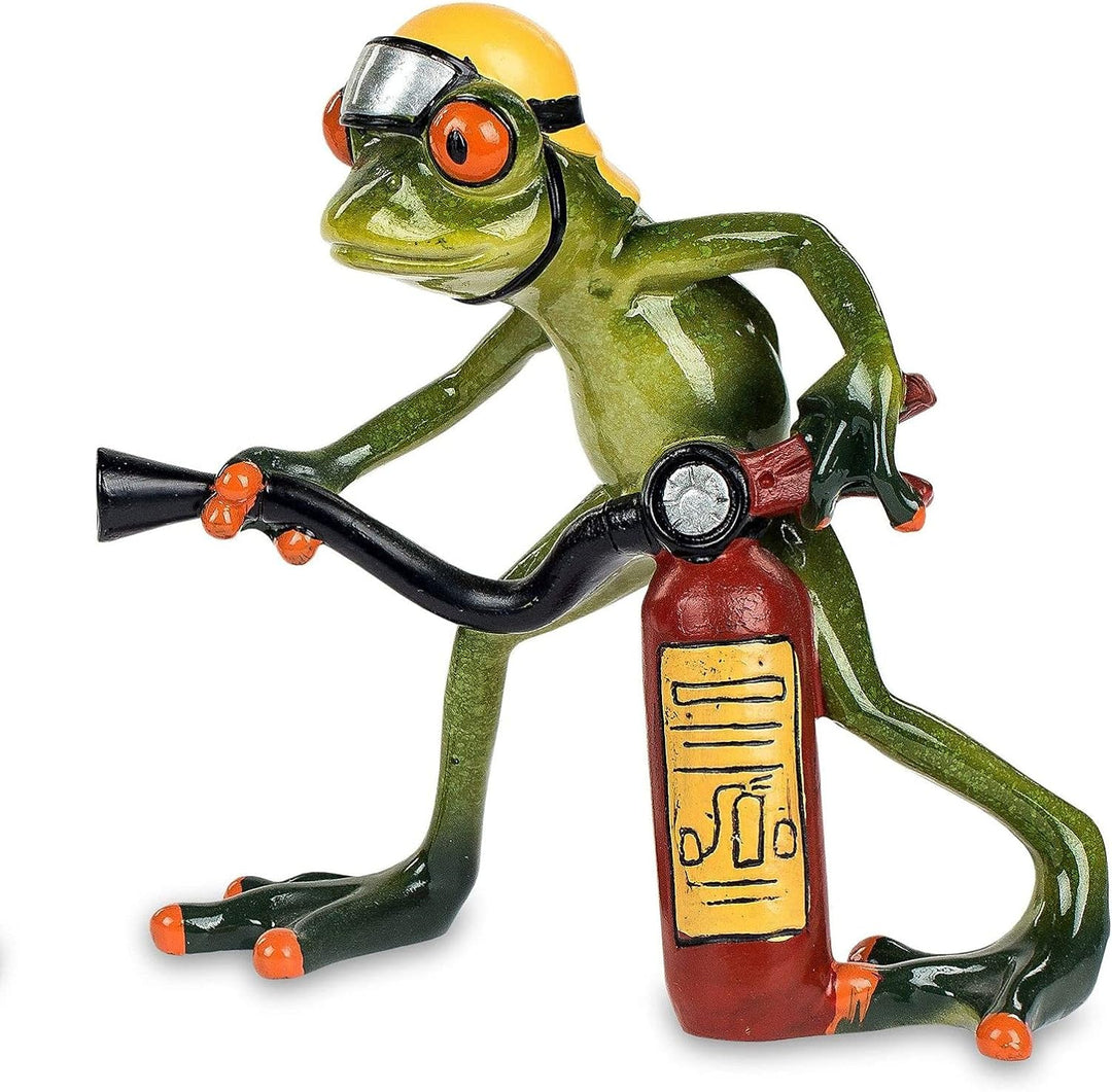 formano 2er Set lustige Frösche Figur Frosch Feuerwehr Poly 15 cm