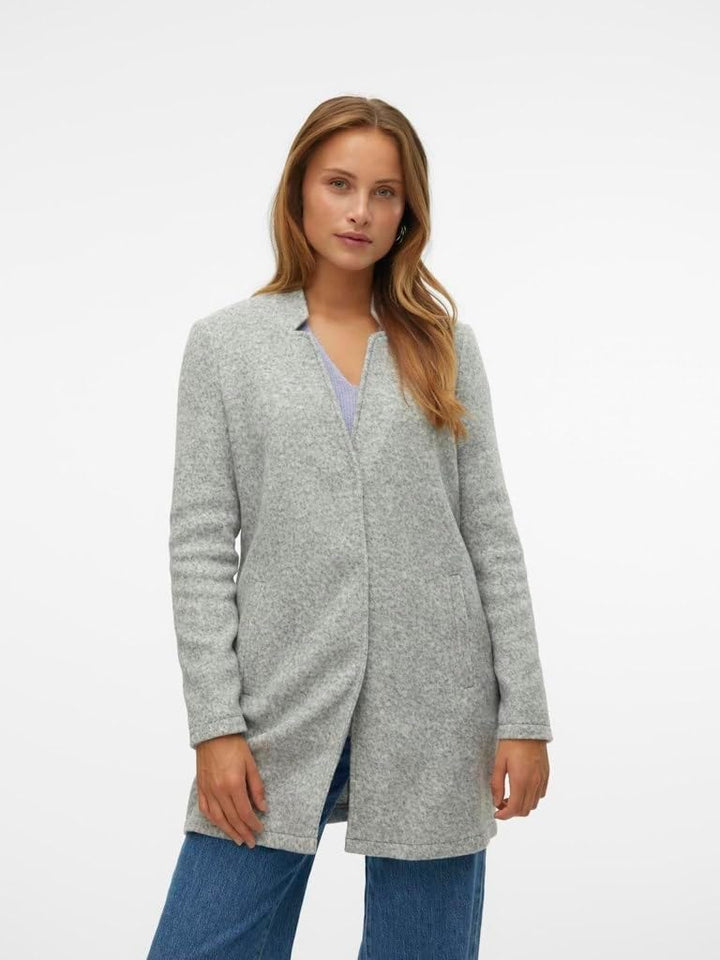 Vero Moda Damen Kurz-Mantel Brushedkatrine mit Stehkragen XS Light Grey Melange/Detail:melange, XS L