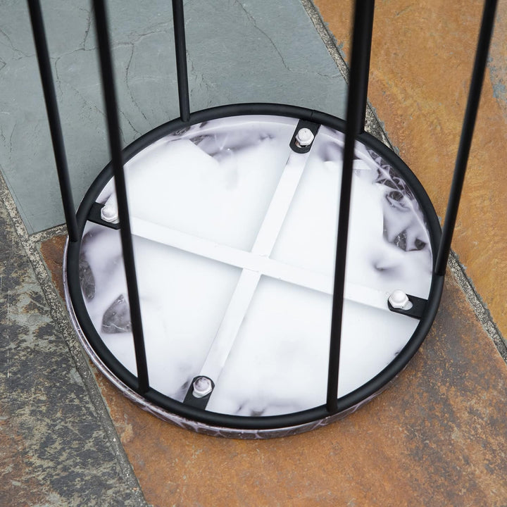 Outsunny Blumenständer 3er Set aus Metall Pflanzenständer Set in Marmoroptik Blumenhocker Blumentopf