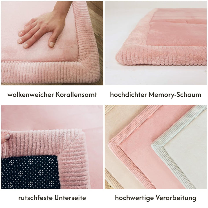 Wolkenweiche Spielmatte Baby 200x150x2,5cm, Rosa – Kinderzimmer Teppich mit hochwertigem Memory-Scha