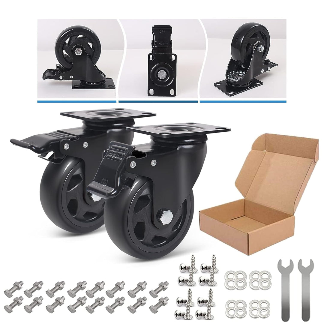 RRIUTO 4 Lenkrollen mit Bremse, 75 mm Transportrollen mit Bremse Strandkorbrollen Möbelrollen für Mö