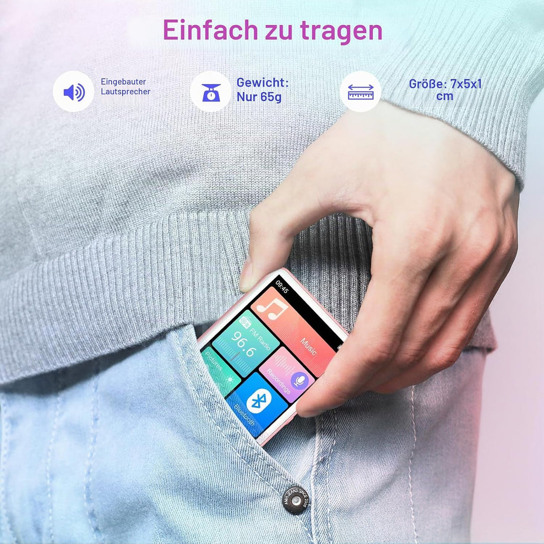 128GB MP3-Player Bluetooth 5.4, Oilsky 2,4 Zoll Full Touchscreen MP3, Tragbarer Musik Player mit Lau