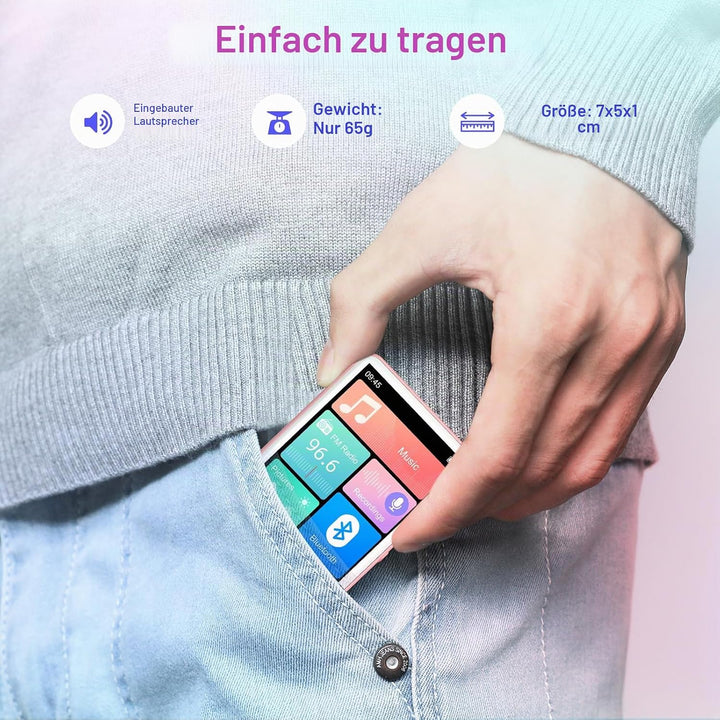 128GB MP3-Player Bluetooth 5.4, Oilsky 2,4 Zoll Full Touchscreen MP3, Tragbarer Musik Player mit Lau