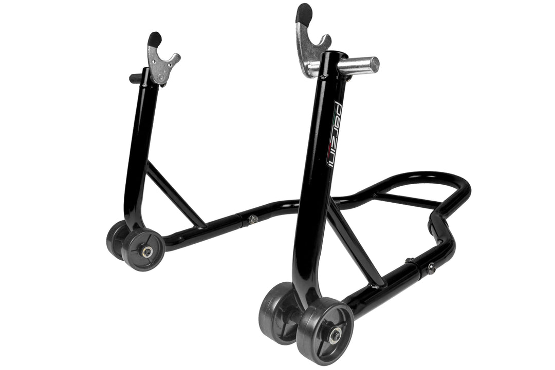 Motorradständer/Montageständer Parzini Strada hinten/Hinterrad, V-förmiger Adapter, schwarz, gummier