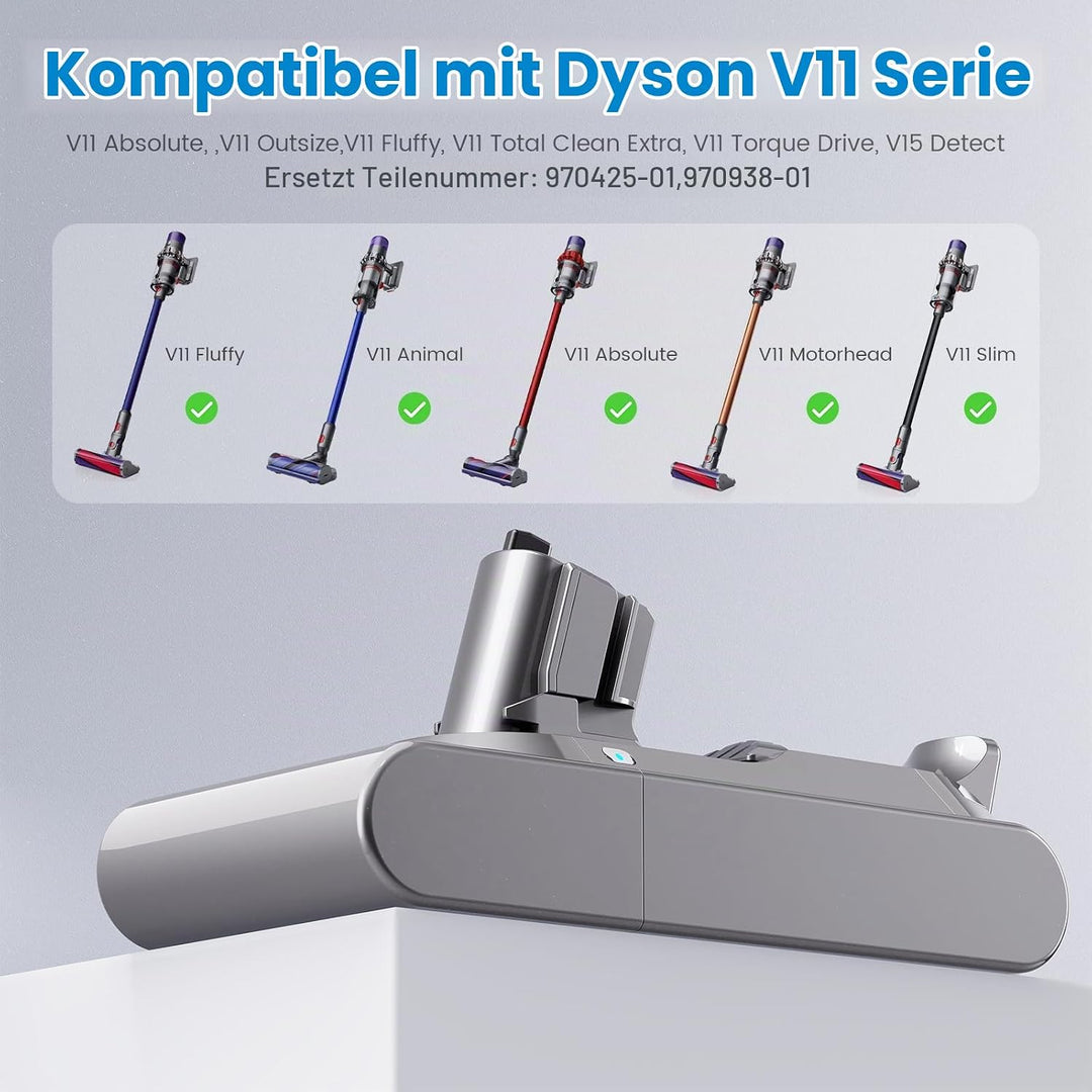 Klickstil SV15 3900mAh V11 Akku für Dyson mit Ladegerät, ASUNCELL Ersatzakku für V11 Torque Drive Ou