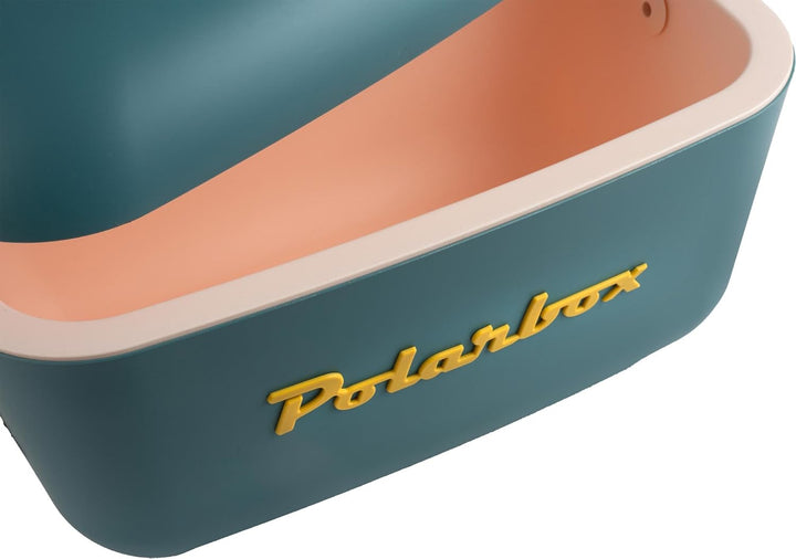 Polarbox Klassische Kühlbox mit Lederband, 20 l, Blau & Marine Rose, starre, wärmeisolierte Eisbox f