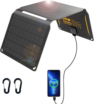FlexSolar 20W tragbares Solar-Ladegerät, USB Solarladegerät wasserdicht, IP67, faltbares Solarpanel