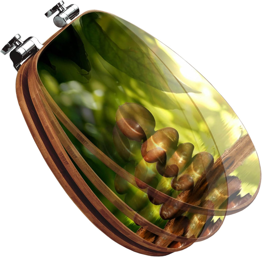 banjado® Design WC Sitz Bambus Absenkautomatik mit Motiv Feng Shui/Toilettendeckel mit Absenkautomat