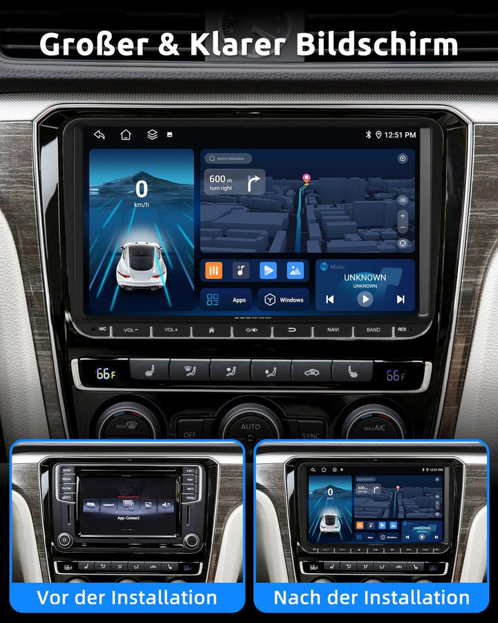 Essgoo Carplay Autoradio 9 Zoll Android 14 Car Stereo 32G Wireless Auto Radio Für VW Golf 5 6 Touran