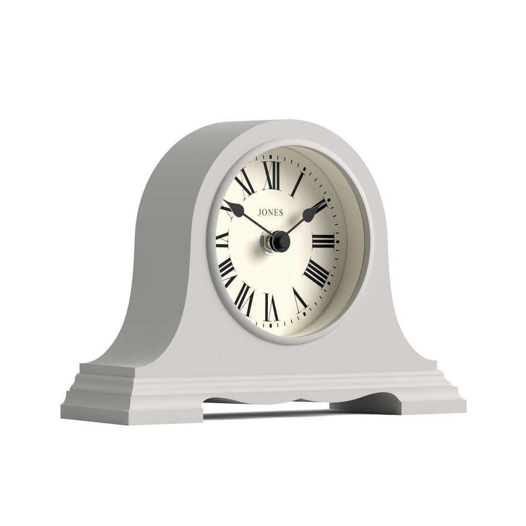 JONES CLOCKS® Speakeasy Kleine Kaminsimsuhr | Klassisches napoleonshut-Design | Grau | Römische Zahl