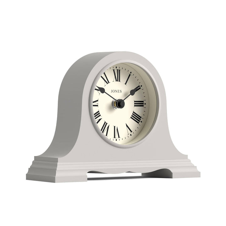 JONES CLOCKS® Speakeasy Kleine Kaminsimsuhr | Klassisches napoleonshut-Design | Grau | Römische Zahl