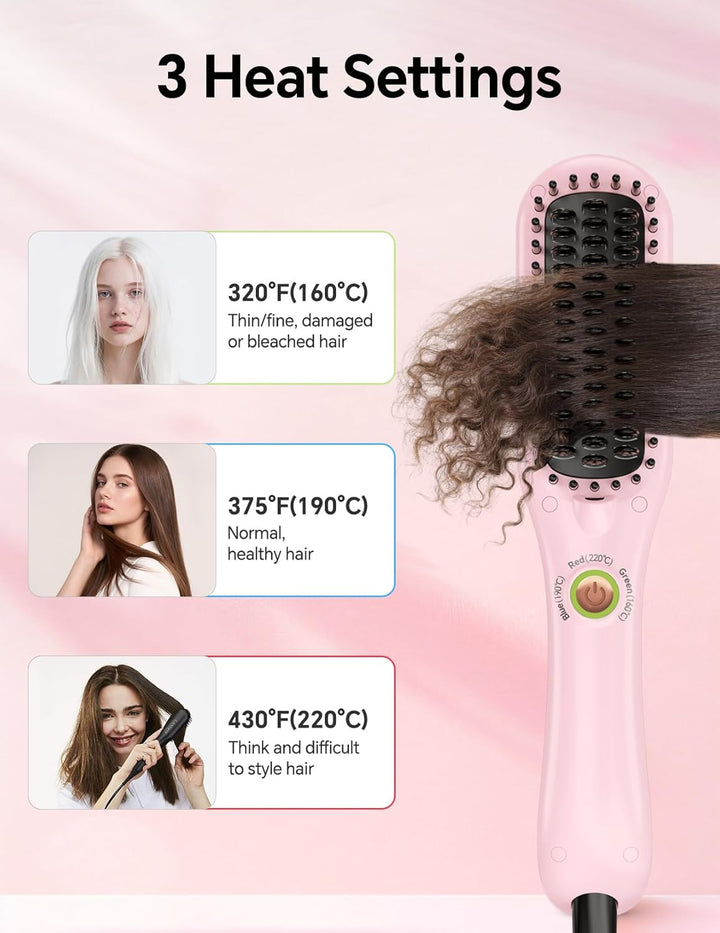 LANDOT Mini Glättbürste Haarglätter Bürste: Glätteisen & Haarbürste 2in1 für Einfaches und Schnelles