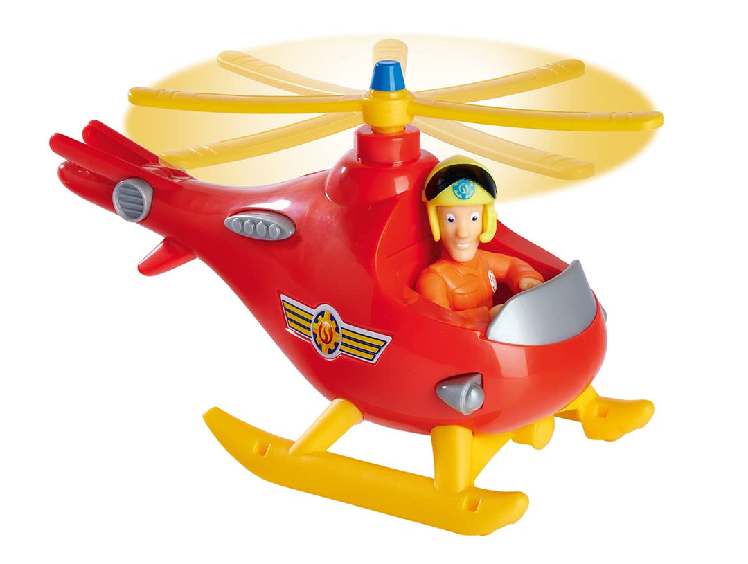 Simba 109252507 - Feuerwehrmann Sam Wallaby, kindliche Version, mit Tom Thomas Figur 7cm, Hubschraub