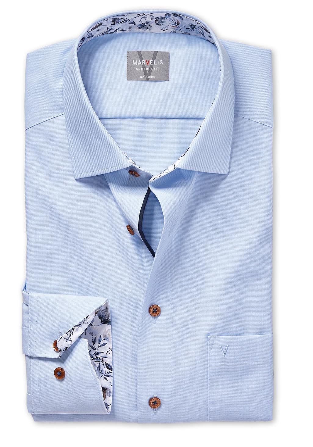 Marvelis Herren Businesshemd Langarm 700014,Einfarbig,Comfort fit,New Kent 39 Rauchblau 13, 39 Rauch