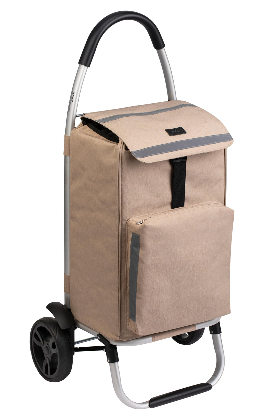 Meister Einkaufstrolley Beige, 54 + 5 L – Klappbarer Einkaufsroller mit grossen Reifen & Kühlfach –