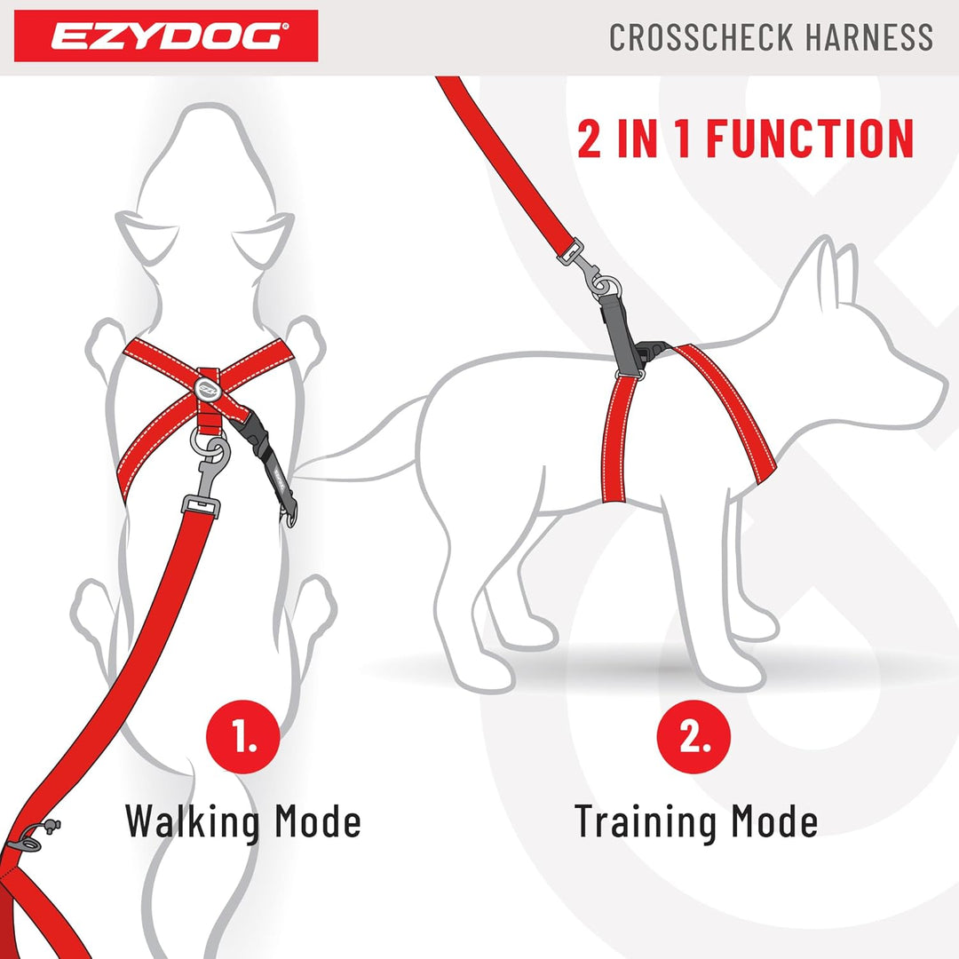 EzyDog Anti Zieh Geschirr Hund - Crosscheck Hundegeschirr für Kleine, Mittelgrosse und Grosse Hunde,