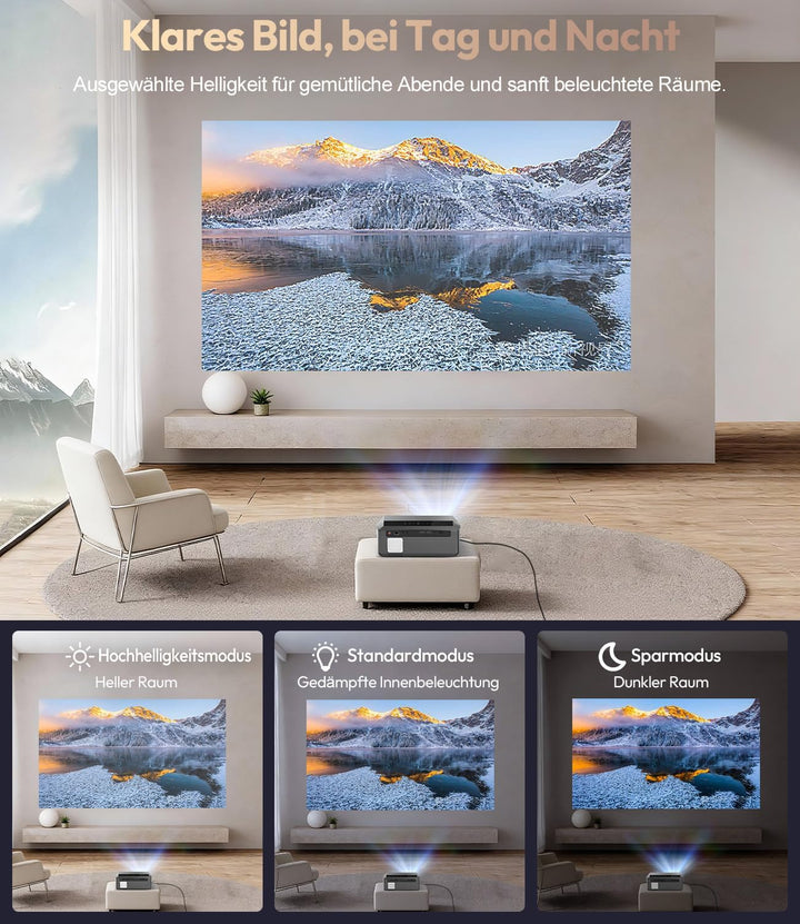 4K Beamer 2400 ANSI Lumen, Tageslichttauglich, Netflix Zertifiziert, Smart-Beamer für Heimkino mit A