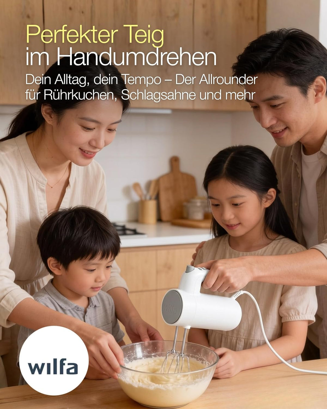Wilfa Handmixer Easy Mix 350 I 350 Watt I 5 Geschwindigkeiten I Boost-Funktion und Auswurf-Funktion