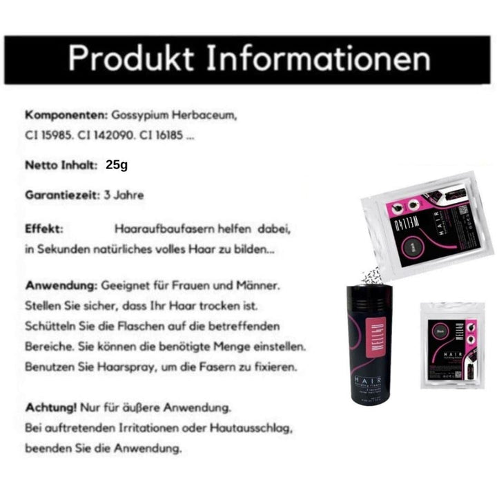 Haarauffüller – Streuhaar – Schütthaar – Haarverdichtung /10 Farben, 25g sofort lieferbar! mehrfarbi
