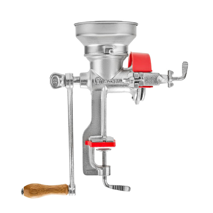 Victoria GRN-101 Manuelle niedrigem Trichter Getreidemühle, Gusseisen, Silber, rot Low, Low