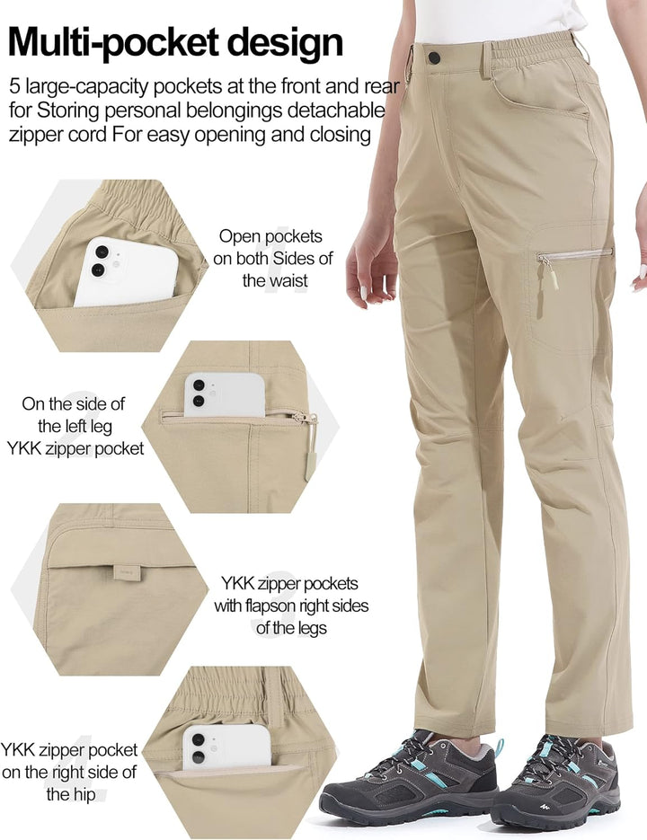 KUTOOK Outdoorhose Damen Trkkinghose Wanderhose mit 5 Taschen Arbeithose Leicht Stretch Kratzfest Sc