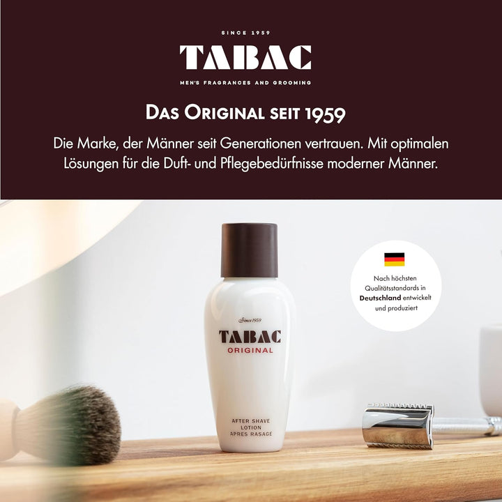 TABAC ORIGINAL After Shave Lotion: Bartpflege Aftershave Rasierwasser, Klassischer Männerduft mit Mo