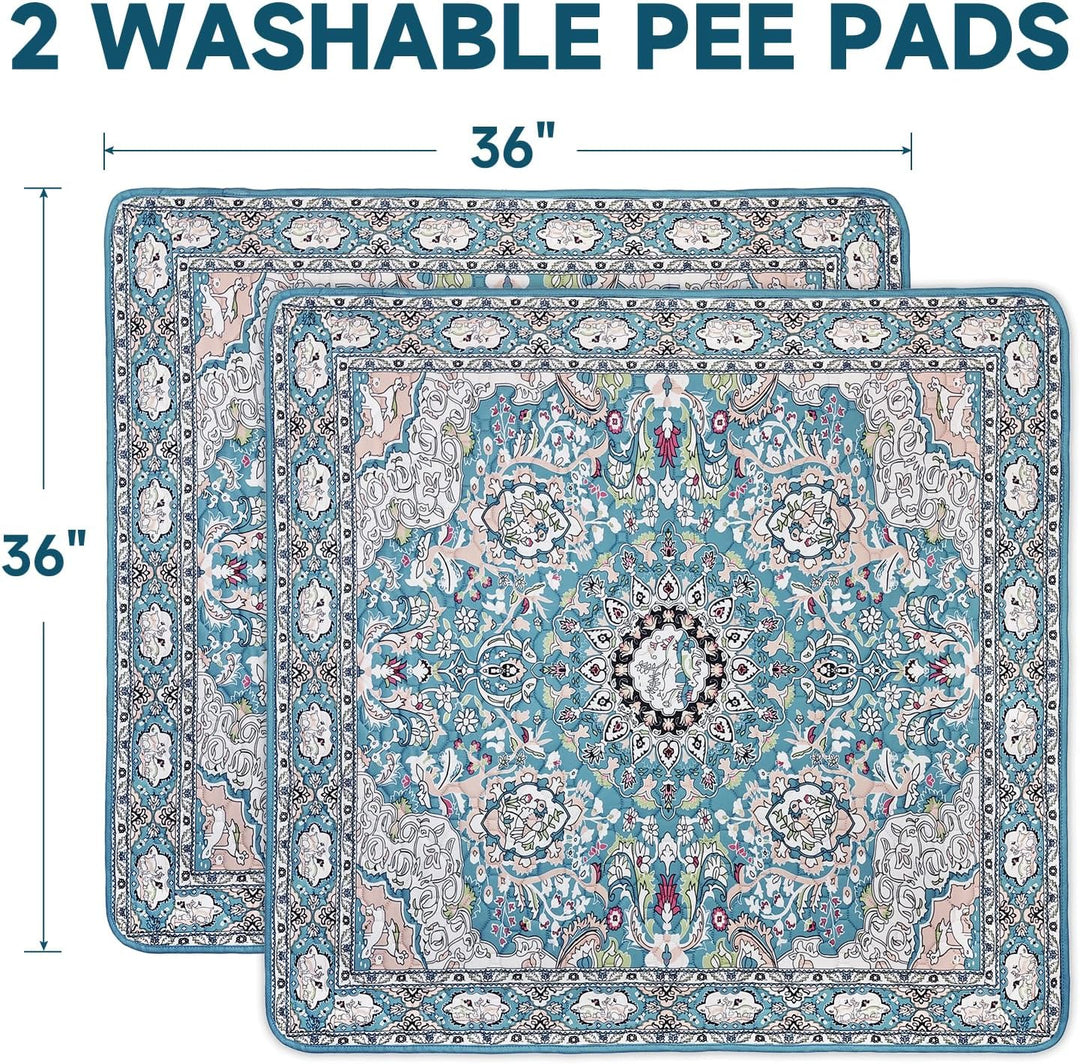 Washable Pee Pads for Dogs 2 Pack, 92 x 92cm Waterproof Non-Slip Reusable Puppy Pad with Fast Absorb