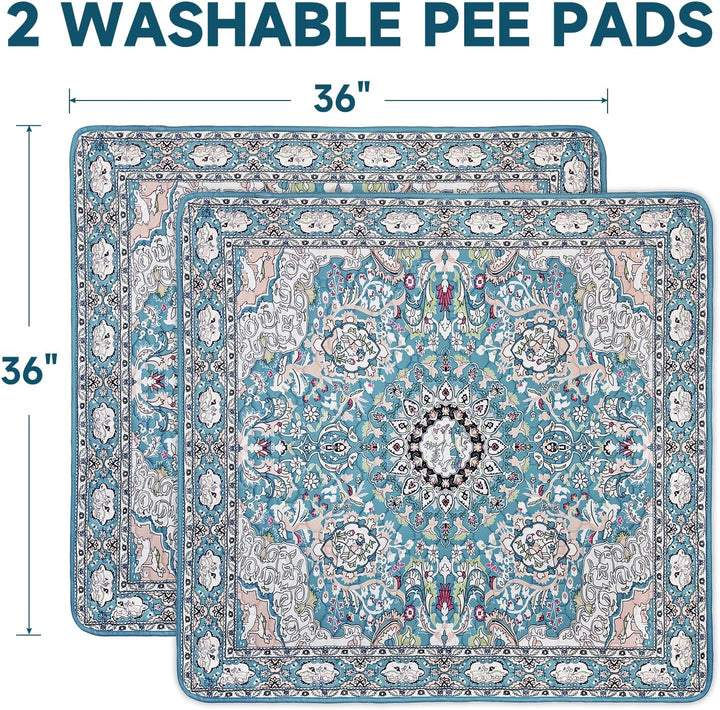 Washable Pee Pads for Dogs 2 Pack, 92 x 92cm Waterproof Non-Slip Reusable Puppy Pad with Fast Absorb