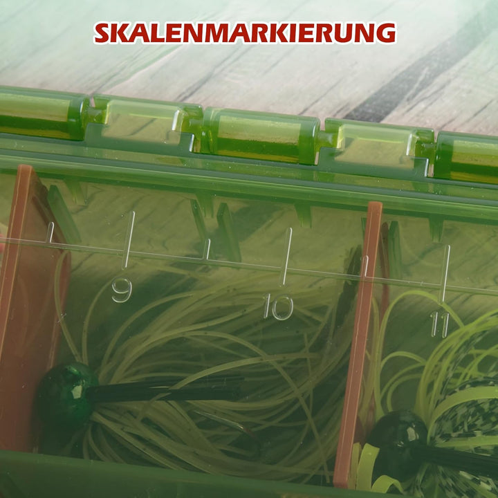 Goture Verdickte Köderbox Angeln 3700 - Transparente Angelbox mit Messlineal, Verstellbaren Trennwän