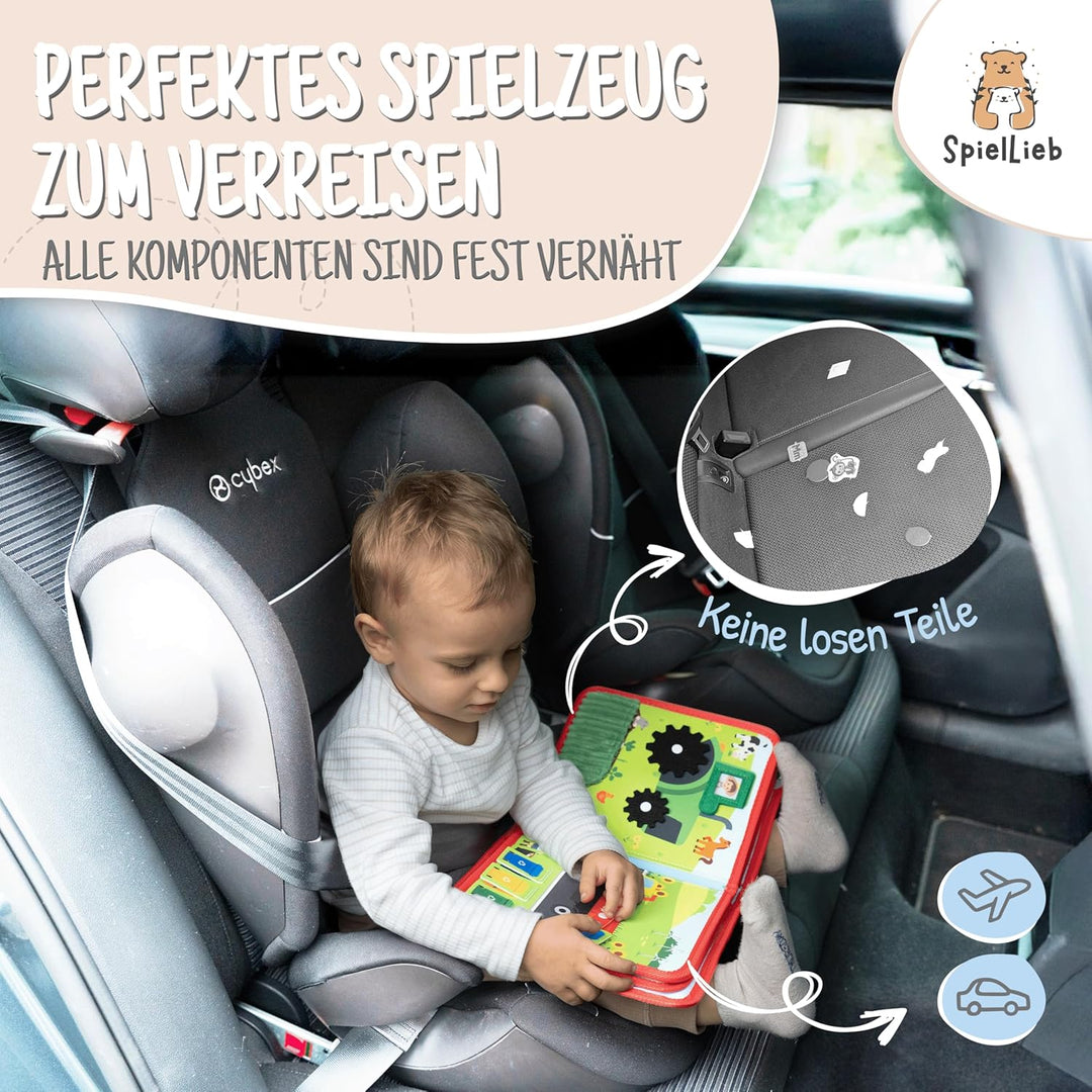 Montessori Quiet Book ab 1 Jahr - interaktives Busy Board ab 1 Jahr mit Fahrzeugen - Quiet Book & Mo